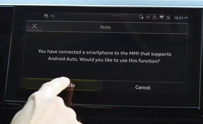 Android auto display setting screen