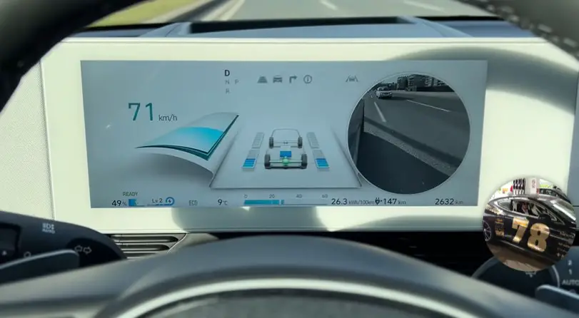 Blind spot display screen of hyundai car