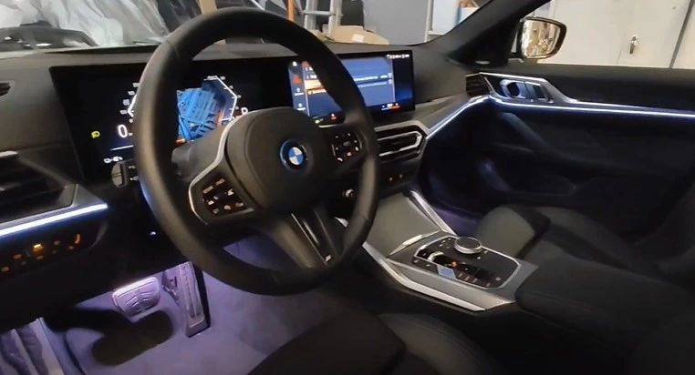 BMW car interior with blue ligthing