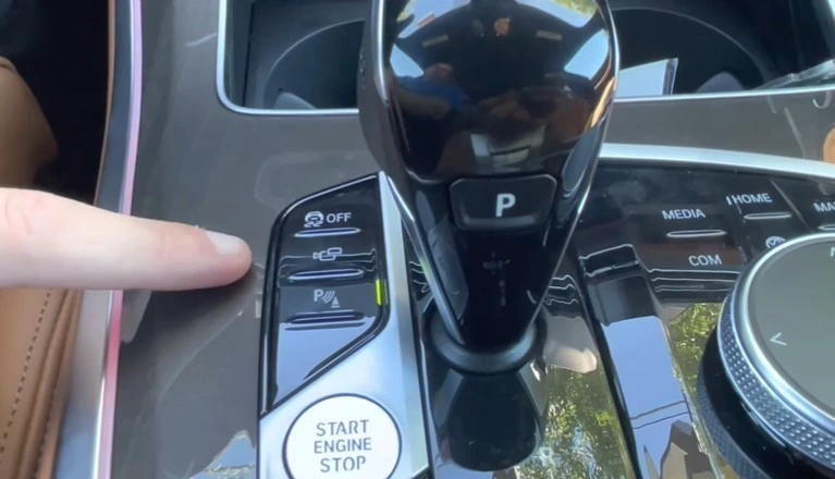 Parking assistant button on BMW car