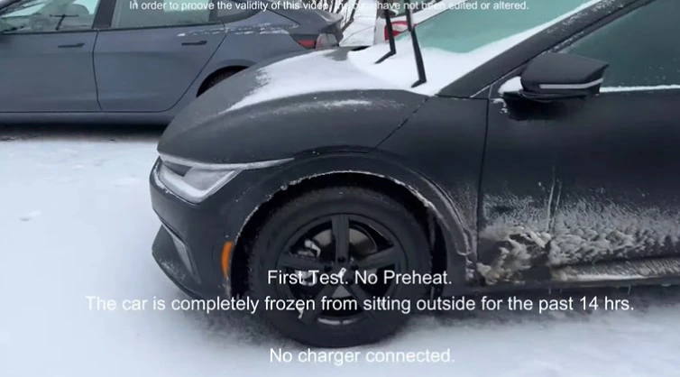 EV6 frozen outside